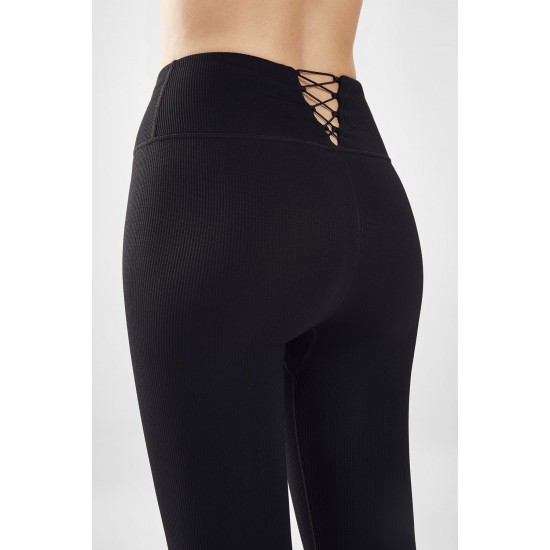 High-Waisted Seamless Rib Yoga Legging Black