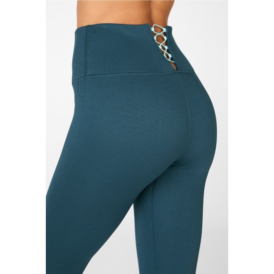 High-Waisted Seamless Rib Yoga Legging Blue Nova/Blue Bell