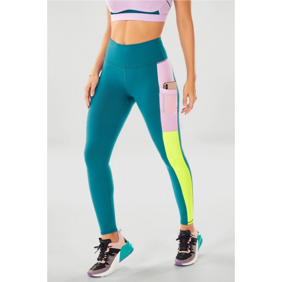 On-The-Go PowerHold High-Waisted Yoga Legging Paradise Cove/Neon/Aster Purple