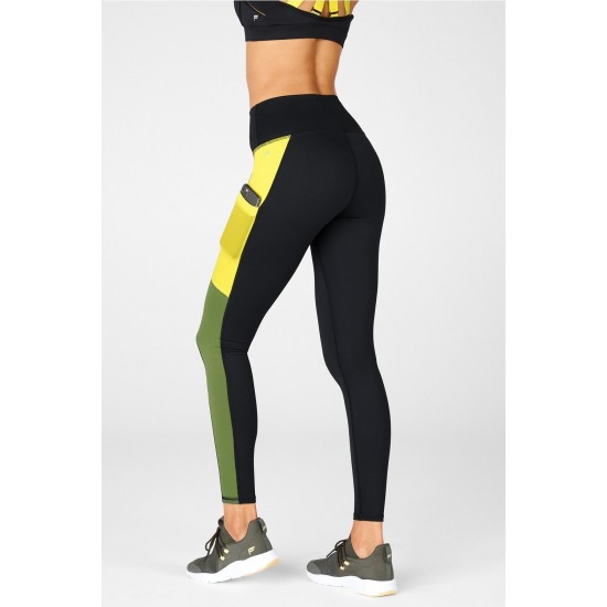 On-The-Go PowerHold High-Waisted Yoga Legging Black/Meadow Green/Leaf