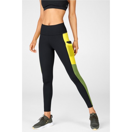 On-The-Go PowerHold High-Waisted Yoga Legging Black/Meadow Green/Leaf