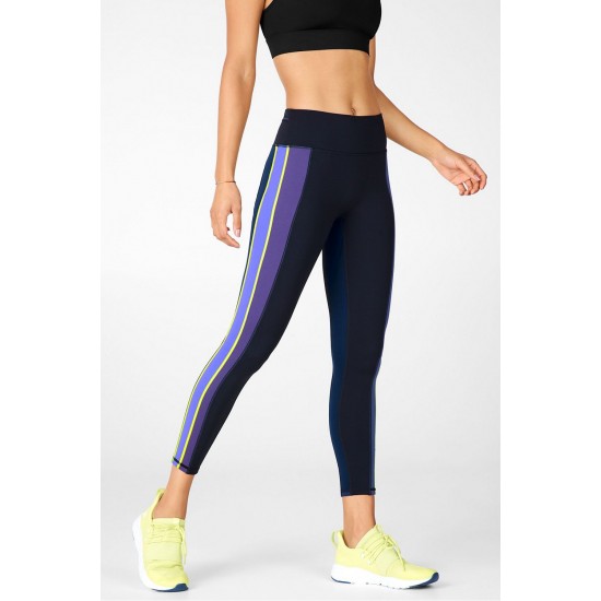 Trinity High-Waisted Run 7/8 Black/Electric Violet Multi