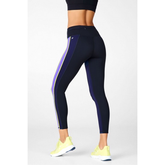 Trinity High-Waisted Run 7/8 Black/Electric Violet Multi