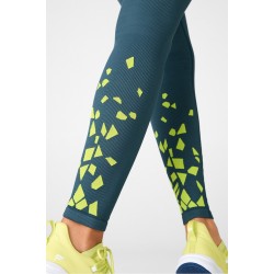 High-Waisted Seamless Rib Yoga Legging Celestial Blue/Tonal Celestial Blue/Sour Apple