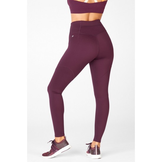 High-Waisted Motion365 Paneled Yoga Legging Burgundy/Golden Hour