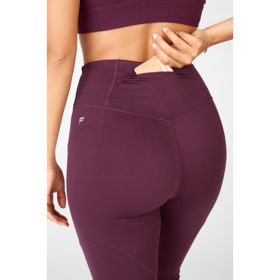 High-Waisted Motion365 Paneled Yoga Legging Burgundy/Golden Hour