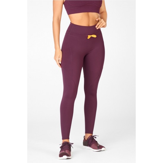 High-Waisted Motion365 Paneled Yoga Legging Burgundy/Golden Hour