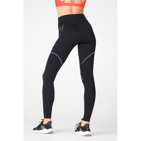 High-Waisted Motion365 Paneled Yoga Legging Black/Misty Lilac/Teaberry