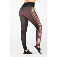 High-Waisted Seamless Stripe Yoga Legging Pink Stripe Multi