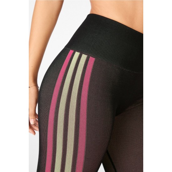 High-Waisted Seamless Stripe Yoga Legging Pink Stripe Multi