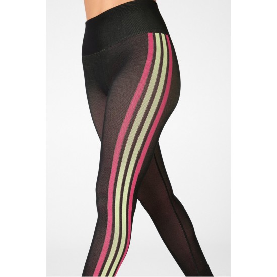 High-Waisted Seamless Stripe Yoga Legging Pink Stripe Multi