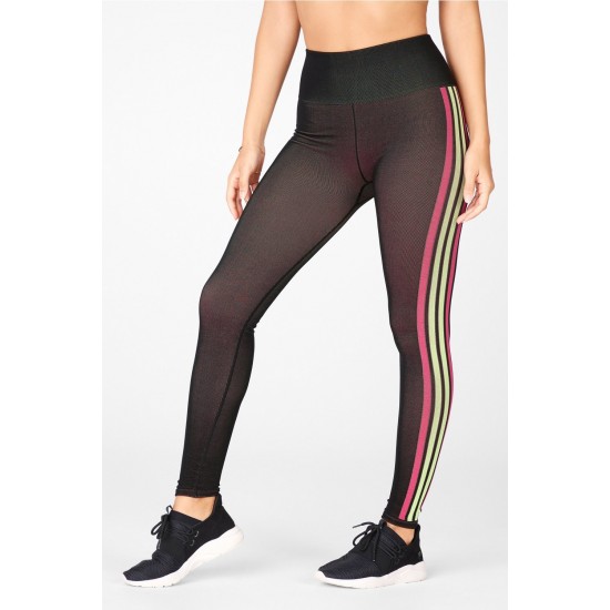 High-Waisted Seamless Stripe Yoga Legging Pink Stripe Multi