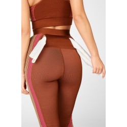 Ultra High-Waisted Seamless Stripe Yoga Legging Java/Tapioca/Plush Pink