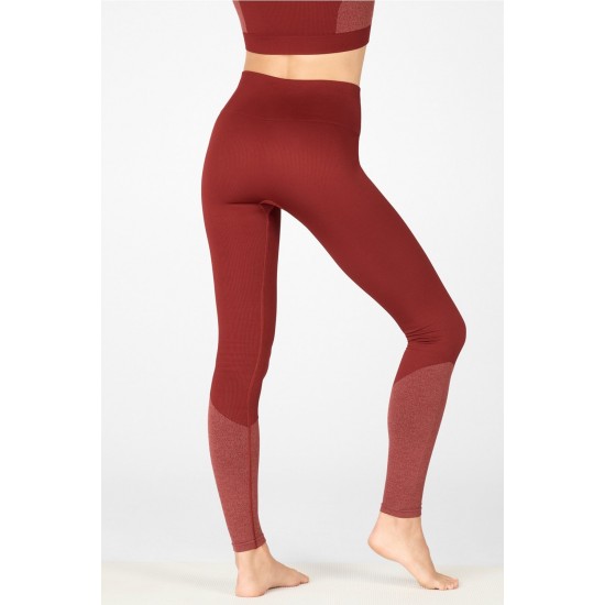 High-Waisted Seamless Static Yoga Legging Umbria Red/Pink Buff