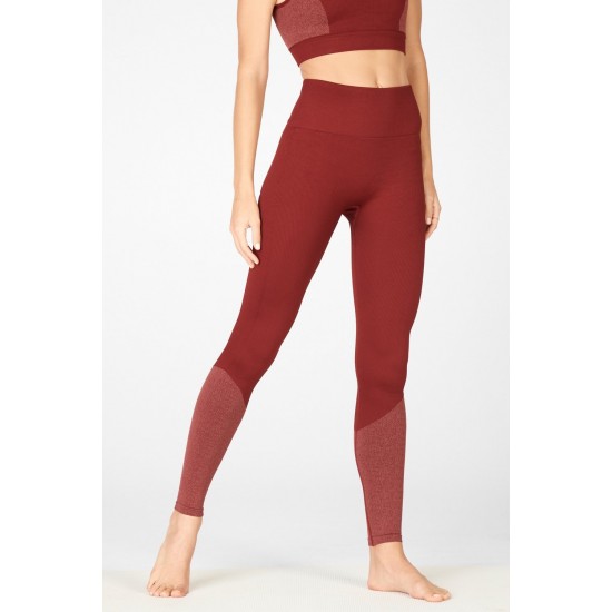 High-Waisted Seamless Static Yoga Legging Umbria Red/Pink Buff