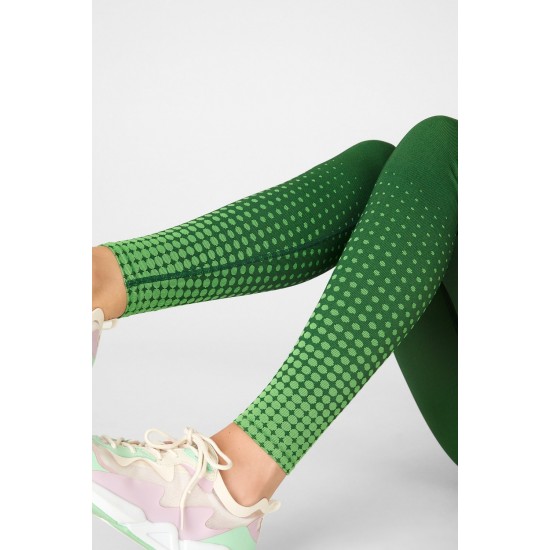 High-Waisted Seamless Dot Yoga Legging Palm Green/Lime Twist