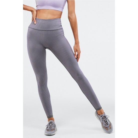 High-Waisted Seamless Rib Yoga Legging Iron/Hazy Iris