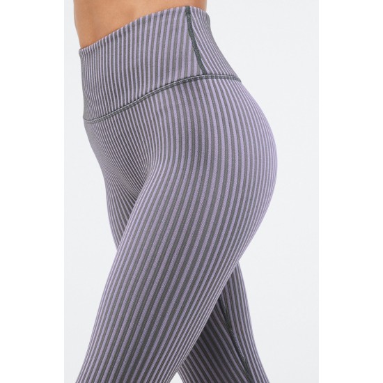 High-Waisted Seamless Rib Yoga Legging Iron/Hazy Iris