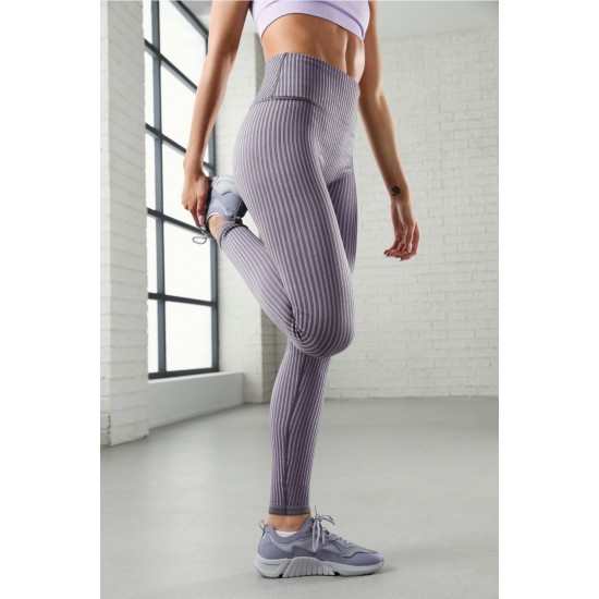 High-Waisted Seamless Rib Yoga Legging Iron/Hazy Iris