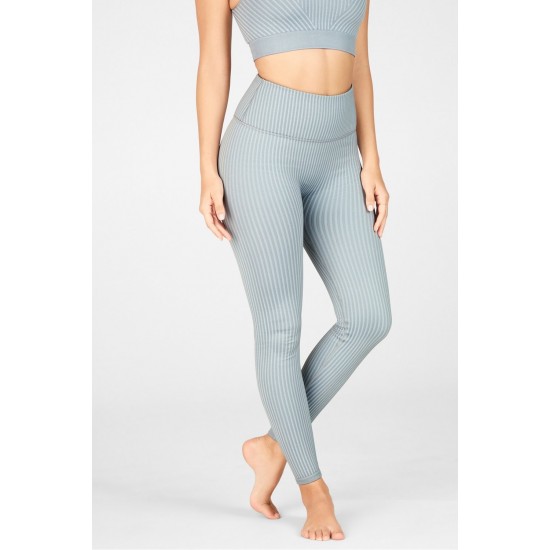 High-Waisted Seamless Rib Yoga Legging Raincloud/Arctic Grey