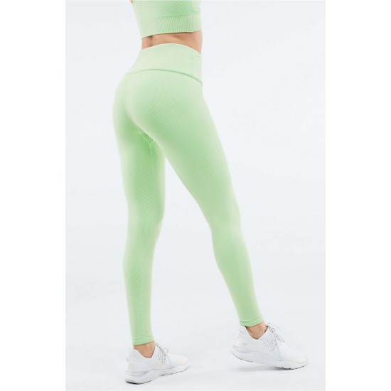 High-Waisted Seamless Rib Yoga Legging Aloe