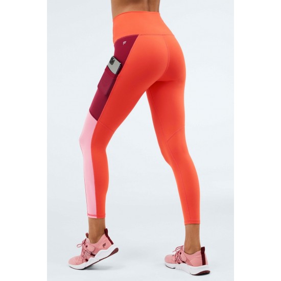 On-The-Go PowerHold Ultra HW 7/8 Yoga Legging Bonfire/Sunset/Cherry Burst