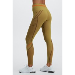 High-Waisted Seamless Jacquard Yoga Legging Warm Olive/Multi