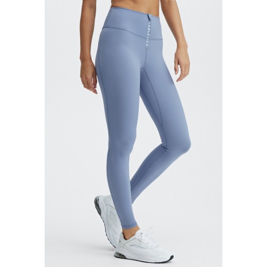 High-Waisted Motion365 Yoga Legging With Zipper Faded Denim/Soft-White