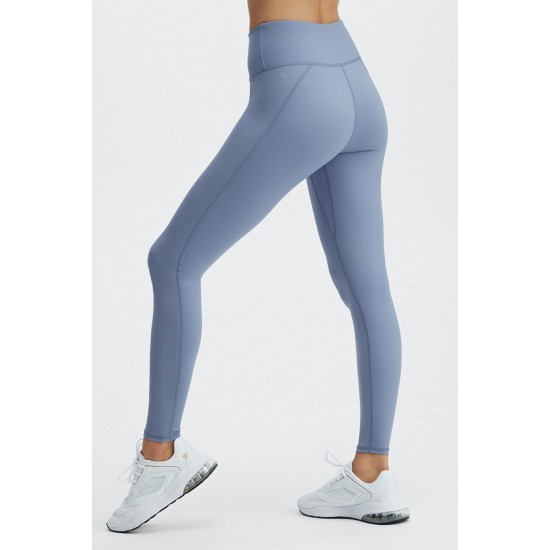 High-Waisted Motion365 Yoga Legging With Zipper Faded Denim/Soft-White