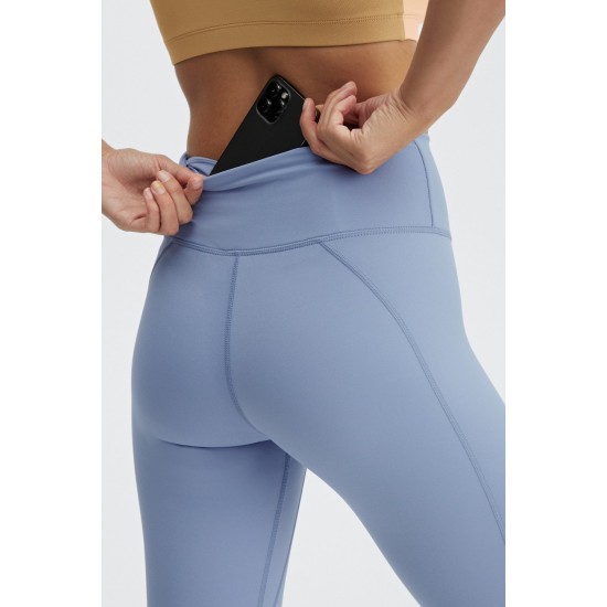 High-Waisted Motion365 Yoga Legging With Zipper Faded Denim/Soft-White