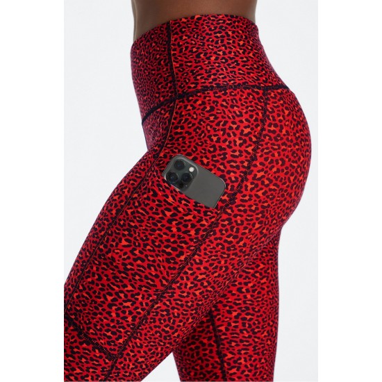 Therma-Flex High-Waisted Pocket Yoga Legging Electric Cherry Mini Leopard