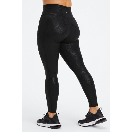 Ultraluxe High-Waisted Yoga Legging Black Foil Snake