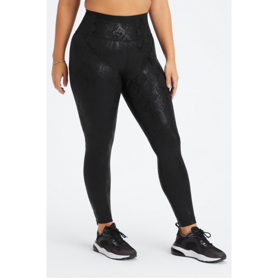 Ultraluxe High-Waisted Yoga Legging Black Foil Snake