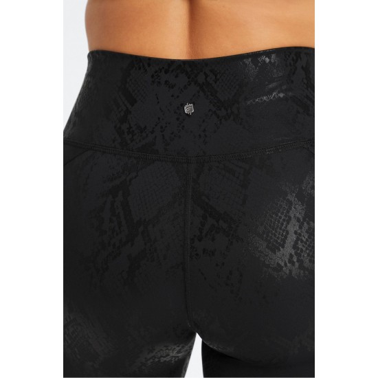 Ultraluxe High-Waisted Yoga Legging Black Foil Snake