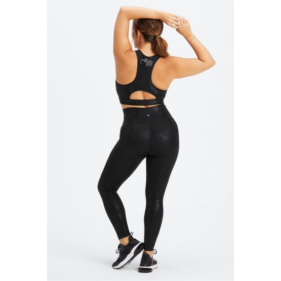 Ultraluxe High-Waisted Yoga Legging Black Foil Snake