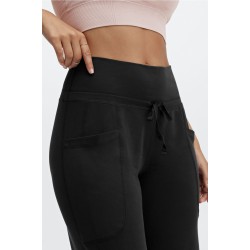 Sleek Knit Drawstring Yoga Pant Black