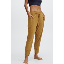 Sleek Knit Drawstring Yoga Pant Dark Bronze