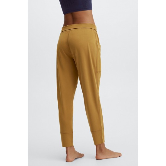 Sleek Knit Drawstring Yoga Pant Dark Bronze