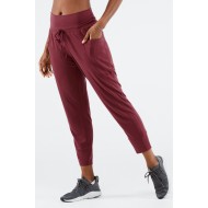 Sleek Knit Drawstring Yoga Pant Port Wine