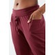 Sleek Knit Drawstring Yoga Pant Port Wine