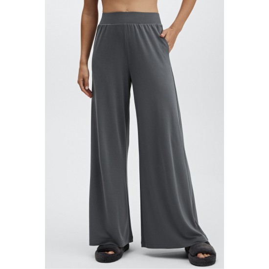 Sleek Knit Wide Leg Yoga Pant Iron