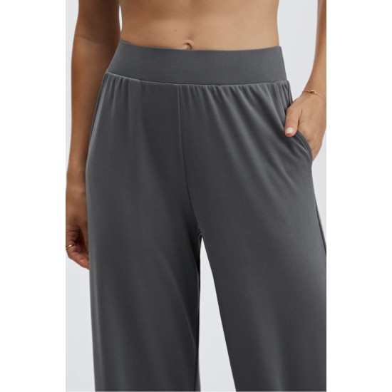 Sleek Knit Wide Leg Yoga Pant Iron