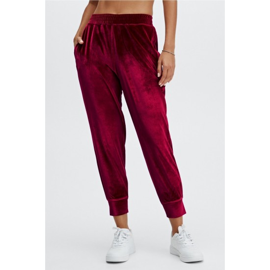 Luxe Velour Yoga Jogger Cherry Burst