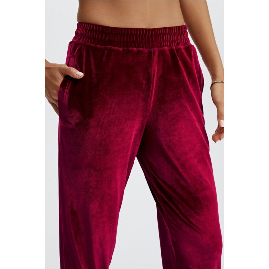 Luxe Velour Yoga Jogger Cherry Burst