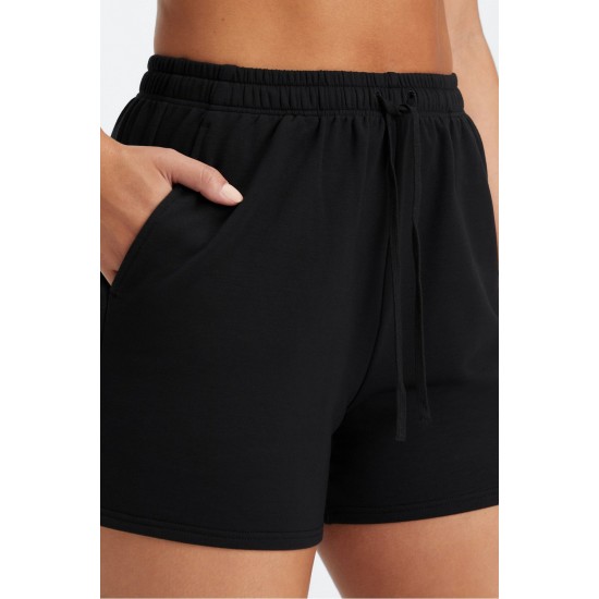 Lounge Terry Drawstring Yoga Short Black