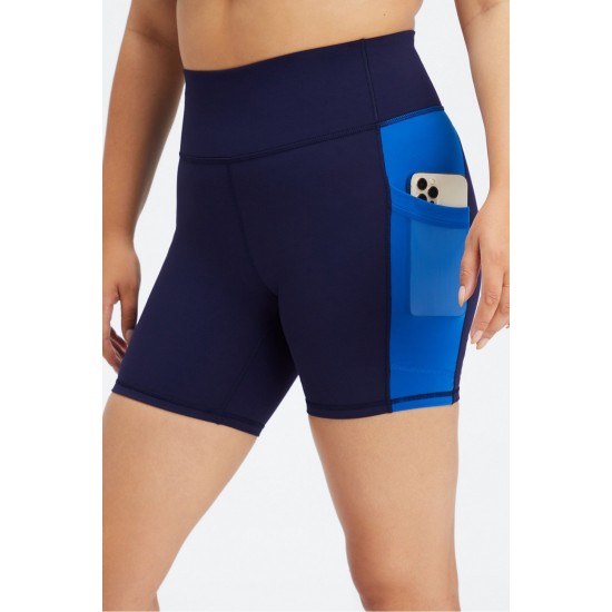 On-The-Go PowerHold High-Waisted 6 Yoga Short Deep Navy/Electric Blue