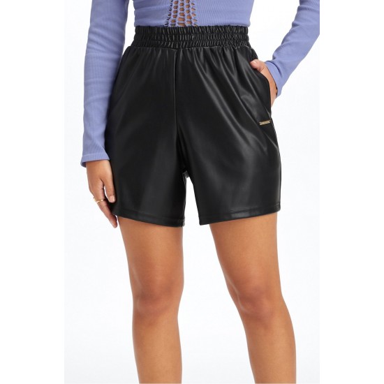 Vegan Leather High-Waisted Yoga Short Black