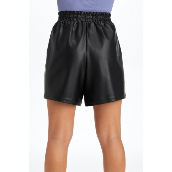 Vegan Leather High-Waisted Yoga Short Black