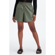 Vegan Leather High-Waisted Yoga Short Smoke Green