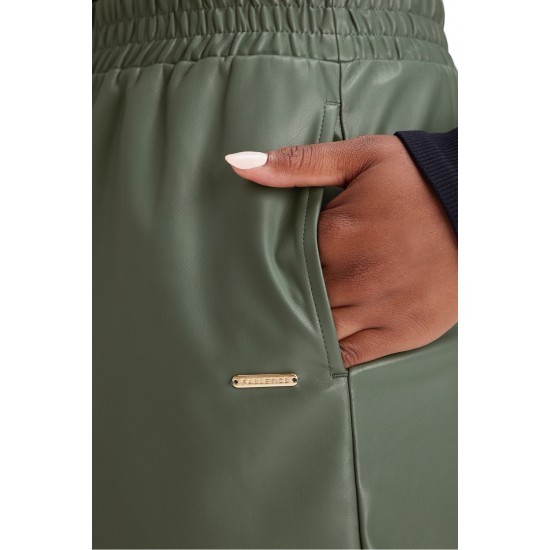 Vegan Leather High-Waisted Yoga Short Smoke Green